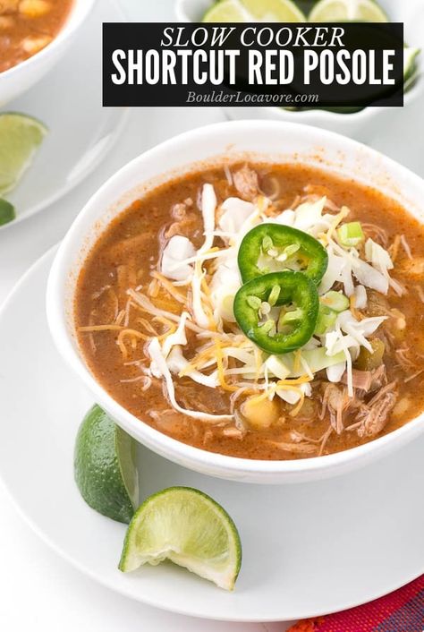 Slow Cooker Shortcut Red Posole Red Posole Recipe, Red Posole, Posole Soup, Pork Posole, Posole Recipe, Soup Spicy, Pork Soup, Pork Stew, Mexican Soup