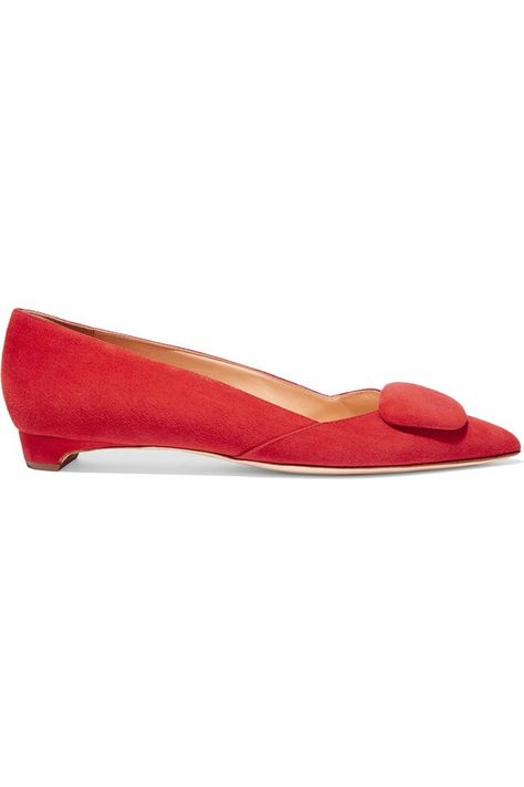 Rupert Sanderson Suede Point-Toe Flats Rupert Sanderson Shoes, Chloe Ring, Best Flats, Pointed Flats, Soft Red, Gucci Shoulder Bag, What To Buy, Ag Jeans, Pointed Toe Flats