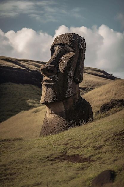 Foto una estatua de la isla de pascua en... | Premium Photo #Freepik #photo #tiki #isla-pascua #polinesia Easter Island Moai, Easter Island Statues, Goofy Face, Amazing Spiderman Movie, Batman Poster, Handsome Older Men, Photo To Cartoon, Occult Art, Easter Island