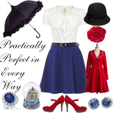 "Mary Poppins" by favourite-fictional-fashions on Polyvore Mary Poppins Outfit, Disney Dapper Day, Disney Fits, Disney Dress Up, Disney Themed Outfits, Disney Bounds, Everyday Cosplay, Disney Inspired Fashion, Disneyland Outfits