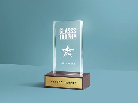 Glass Trophy PSD Mockup by GraphicsFuel (Rafi) Glass Trophy, Candle Mockup, Glass Trophies, Glass Awards, Free Packaging Mockup, Trophy Design, Bag Mockup, Mockup Downloads, Logo Mockup