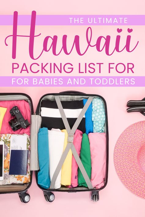 Are you planning a Hawaiian vacation with kids? This Ultimate Hawaii Packing List for Babies & Toddlers has you covered! From beach essentials to gear for exploring Hawaii's natural beauty, we've compiled everything you need for a smooth and memorable trip. Learn tips on packing smart for your baby's comfort, including how to prepare for Hawaii's unique weather and landscape. Traveling with toddlers has never been easier – embark on your adventure with confidence! #Hawaii #FamilyTravel Packing For Toddler Vacation, Hawaii Packing List Kids, Hawaii With Baby, Toddler Packing List, Hawaii Tips, Packing List Kids, Traveling With Toddlers, Hawaii Packing List, Hawaii Packing