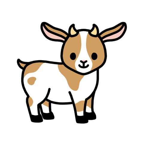 Cute goat Cartoon Goat, Goat Drawing, Goat Sticker, Goat Paintings, Cute Goat, Mini Toile, Goat Art, Cute Goats, Cute Kawaii Animals