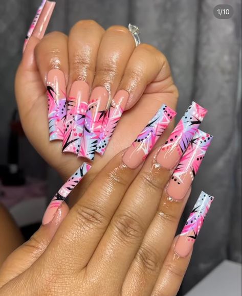 90’s Nail Designs, Freaknik Party, Type Nails, Colourful Acrylic Nails, 90s Nails, Stilleto Nails Designs, Nail Acrylic, Acrylic Toe Nails, Hard Nails