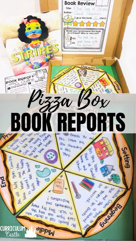 Pizza Box Book Reports - #instagram #instagramsoft #insta Pizza Box Book Report, Pizza Book Report, Book Report Template, Book Report Projects, Reading Projects, 4th Grade Classroom, 4th Grade Reading, 3rd Grade Classroom, Pizza Box