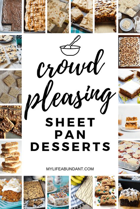 When it comes to pleasing a crowd, a sheet pan dessert is a perfect choice. So easy to make and travel with to any party or gathering. Dessert Recipes Shareable, Easy Sheet Pan Bars, Easy Large Quantity Desserts, Desserts That Feed A Crowd, Birthday Treats For A Crowd, Sheet Pan Desserts Recipes, Easily Transportable Desserts, Large Sheet Pan Desserts, Sheet Pan Dinners For A Crowd