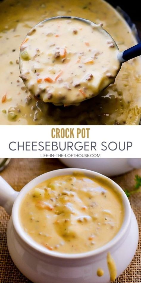 Crockpot Recipes Cheeseburger Soup, Best Cheeseburger Soup Recipe, Cheeseburger Chowder Crockpot, Easy Cheeseburger Soup Crockpot, Slowcooker Soup Recipes Easy, Easy Soups Crockpot, Cheeseburger Soup Recipes, Cheeseburger Potato Soup, Slow Cooker Cheeseburger Soup