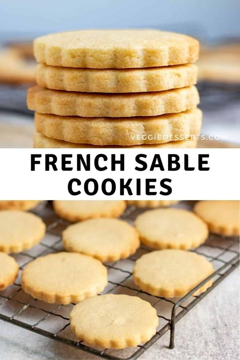 This easy French Sable Cookies recipe shows you how to make this classic Breton butter shortbread cookie. They're crisp, rich, buttery and delicious. Make them for the holidays or share a batch with friends and neighbours. Sable Cookies Recipe, French Sable Cookies, Peanut Butter Cookies Chocolate, British Cookies, Sable Cookies, Butter Shortbread Cookies, Butter Shortbread, French Cookies, French Baking