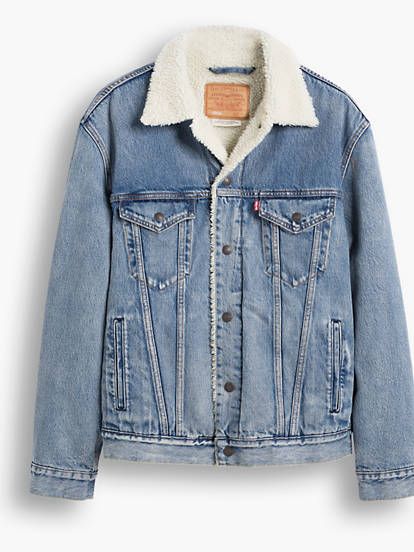 Vintage Fit Sherpa Trucker Jacket - Light Wash | Levi's® US Levis Sherpa, Levi Jacket, Sherpa Trucker Jacket, Levis Jacket, Vintage Fits, Liquid Detergent, Mens Clothes, Girly Stuff, Trucker Jacket