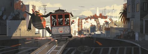 [Kevin Dart] BIG HERO 6: San Fransokyo & Baymax Exploration Here are some of my first concepts of Hiro and Baymax together exploring their city. I always wanted Baymax to be simple and round and cute which was a... Kevin Dart, San Fransokyo, Bg Design, Walt Disney Animation Studios, Illustration Cartoon, Scene Design, Baymax, Hero 6, Big Hero 6