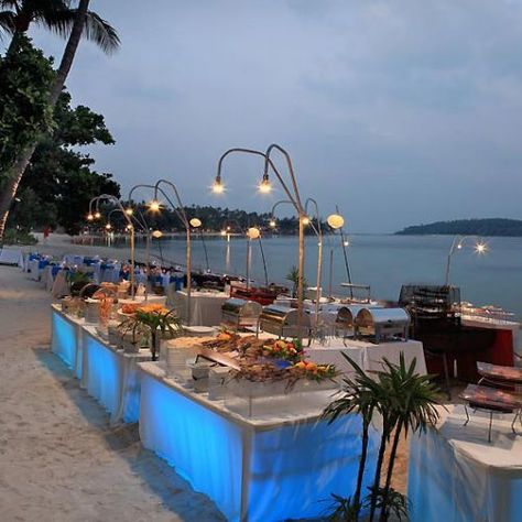 beach wedding dinner reception buffet food stations Beach Wedding Dinner, Reception Food Station, Wedding Reception Food Stations, Wedding Reception Food Buffet, Beach Wedding Foods, Reception Buffet, Buffet Wedding Reception, Wedding Reception Entertainment, Buffet Set Up