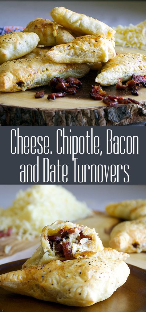 Savory Turnovers, Puff Pastry Turnovers, Pastry Turnovers, Savory Bakes, Bacon Dates, Savory Puff Pastry, Cranberry Salsa, Turnover Recipes, Chipotle Peppers