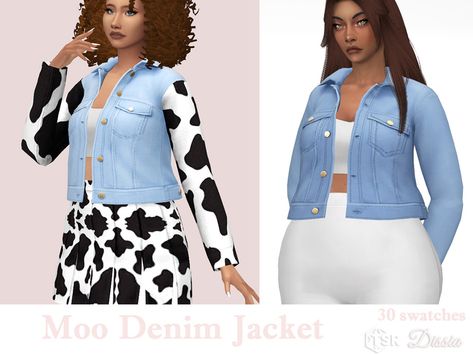 The Sims Resource - Moo Denim Jacket Sims 4 Jean Jacket, Sims 4 Denim Jacket, Sims 4 Jacket Cc Accessory, Sims 4 Jacket Accessory Cc, Sims 4 Denim Jacket Accessory, Sims 4 Cc Accesory Jacket, 1940 Clothing, Y2k Denim Skirt, Bartender Outfit