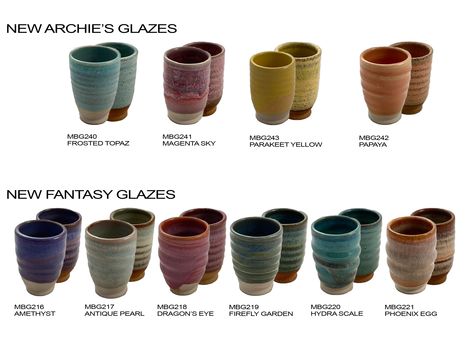 Coyote Amethyst Glaze, Coyote Unicorn Horn Glaze, Coyote Shino Glazes, Coyote Glaze Combinations, Coyote Glazes, Glazed Peaches, Laguna Clay, Glazing Ideas, Pottery Glaze