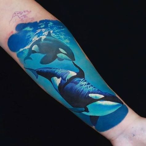 22 Ideas Explore Top Orca Tattoo Ideas for Men: Stylish & Modern Designs Orca Tattoo Ideas, Ocean Life Tattoos, Underwater Tattoo, Ocean Sleeve Tattoos, Wildlife Tattoo, Orca Tattoo, Wrist Tattoo Cover Up, Whale Tattoo, Names Tattoos For Men