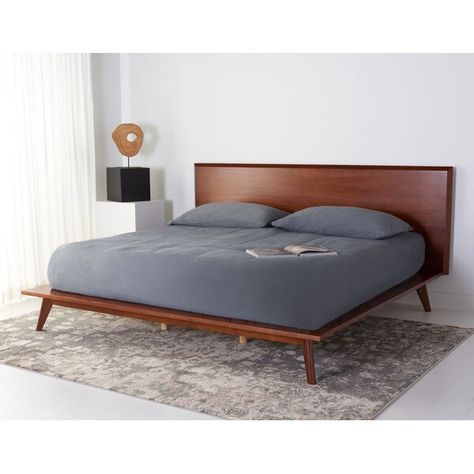 SafaviehCouture Moxie King Platform Bed | Wayfair Mid Century Bed, Mid Century Modern Bed, Contemporary Bedrooms, Retro Bed, Bedding Brands, Beds & Bed Frames, Retro Chic, King Beds, Queen Beds