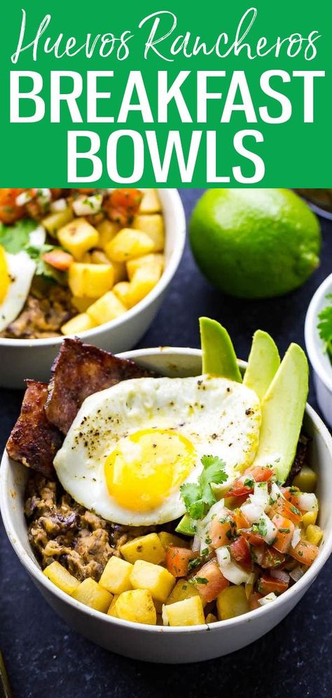 These Huevos Rancheros Breakfast Bowls are a delicious brunch idea made healthier – they’re also great for your weekly meal prep! #huevosrancheros #breakfastbowls Huevos Rancheros Breakfast, Huevos Rancheros Recipe, Weekly Meal Prep, Best Meal Prep, Prep Bowls, Meal Prep Bowls, Breakfast Meal Prep, Meal Prep For The Week, Breakfast Foods