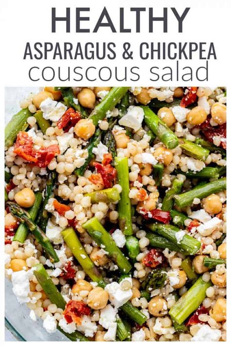 Pearl Couscous Salad with Asparagus | Haute & Healthy Living Asparagus Couscous Salad, Asparagus And Couscous, Lemon Asparagus Couscous Salad, Asparagus Recipes Salad, Mediterranean Asparagus Recipe, Pearl Couscous Salad Recipes, Pearl Couscous Recipes Side Dishes, Pearled Couscous Recipes, Pearl Cous Cous Salad