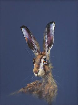 Hare Watercolour, Hare Painting, Paintings Tutorials, Coloured Background, Rabbit Painting, V Groove, Original Pastel, British Wildlife, Rabbit Art