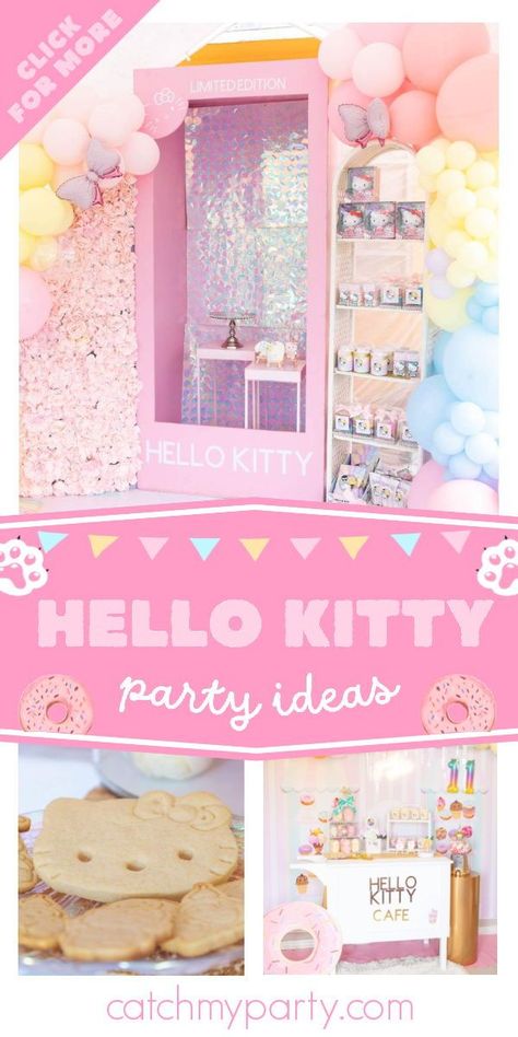 Hello Kitty Birthday Party Theme, Sanrio Dessert Table, Hello Kitty Cafe Party, Hello Kitty Party Food, Hello Kitty Dessert Table, My Melody Party Ideas, Hello Kitty And Friends Birthday Party, Sanrio Birthday Party Ideas, Hello Kitty Birthday Ideas