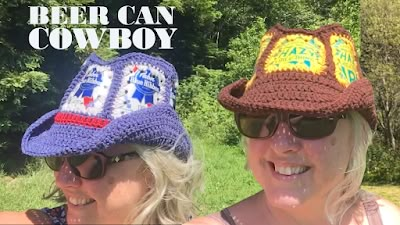 Cowboy Hat Tutorial, Cowboy Hat Crochet, 70s Crafts, Hat Crochet Tutorial, Crochet Cowboy Hat, Crochet Cowboy Hats, Beer Can Hat, Pallet Stool, Cowboy Hat Pattern