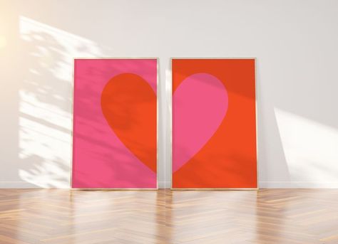 ♥ SPLITED HEART ♥ 2 Aesthetic, Aesthetic Wall Decor, Wall Art Dorm, Dorm Wall Art, Kids Room Prints, Heart Poster, Wall Art Pink, Dorm Walls, Heart Wall Art