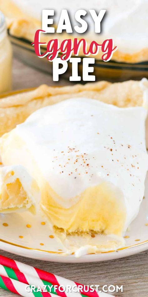 Recipes Using Eggnog, Easy Pie Recipe, Eggnog Pie, Miniature Desserts, Eggnog Dessert, No Bake Pie, Dessert Pies, Easy Eggnog, Desserts Table