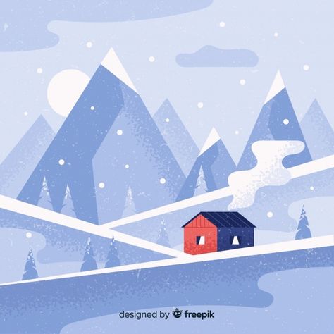 Snow Landscape Illustration, Winter Illustration Design, Winter Graphic Design, Winter Landscape Illustration, Snow City, Snow Illustration, Snow Design, Winter Poster, Background Winter