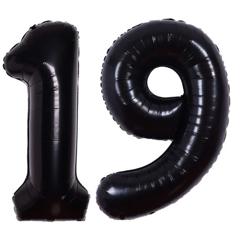 PRICES MAY VARY. 🎈 Package Included: 40 inch Black Number 19 Balloon(deflated) +1 Straw+1 Ribbon. 🎈 Perfect for Many Occasions: This black number balloon is perfect for children's and adult birthday celebrations, wedding anniversaries, graduation ceremonies, New Year's Eve, special events or party celebrations. Add a great impact to your decoration with this mylar foil big balloon number. Make great photo booth props. 🎈 Multiple Combinations: Combining number balloons with other different foi 19 Balloons Number, Birthday Decorations For Kids Boys, 19th Birthday Decorations, 19 Balloons, Balloon Helium, Foil Number Balloons, Anniversary Party Decorations, Number 19, 19 Years Old