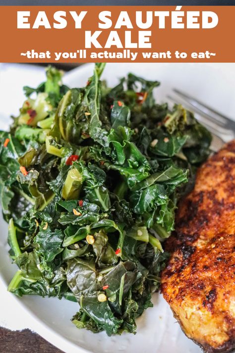 Easy Kale Recipes, Kale Recipes Healthy, Sautéed Kale, How To Cook Kale, Sauteed Kale, Kale Recipes, Veggie Side Dishes, Vegetable Sides, Healthy Side Dishes