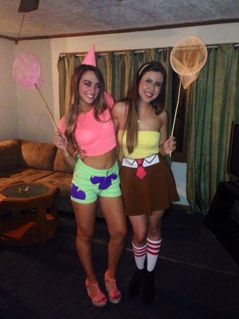 Sexy Spongebob and Patrick Halloween #diy Spongebob Fancy Dress, Spongebob And Patrick Costumes, Spongebob Outfit, Spongebob Costume, Kostuum Halloween, Diy Couples Costumes, Spongebob And Patrick, Friend Costumes, Matching Halloween Costumes