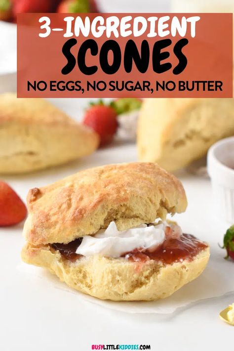 Scones No Butter, Three Ingredient Scones, Two Ingredient Scones, No Butter Scones, 3 Ingredient Scones Recipe, Easy Scones Recipe 3 Ingredients, 3 Ingredient Scones, Fluffy Scones, Banana Scones