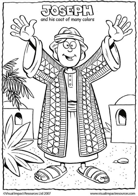 Joseph and His Coat - Coloring  for Sunday School: September Photo Challenge, Vbs Jungle, Joseph's Coat, Village Kids, Sunday School Coloring Pages, Godly Play, Childrens Sermons, Bible Story Crafts, Sunday School Kids