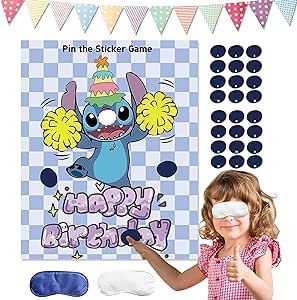 Lilo and Stitch Birthday Party Games Decorations for Kids, Pin The Nose on The Stitch Birthday Games for Boys Girls, Stitch Birthday Party Supplies Favors Lilo And Stitch Birthday Party Games, Stitch Party Games, Stitch Sleepover, Lilo And Stitch Birthday Party Ideas, Stitch Birthday Party Decorations, Lilo And Stitch Birthday Party, Stitch Bday, Cartoon Theme Birthday Party, Stitch Poster