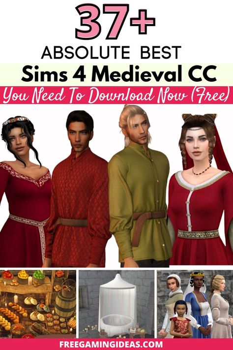 sims 4 medieval cc Sims 4 Cc Finds Makeup, Sims 4 Cc Finds Male, Sims 4 Cc Finds Hair, Sims 4 Medieval Cc, Sims 4 Medieval, Disney Princess Challenge, Medieval Peasant, Sims 4 Decades Challenge, Medieval Hairstyles