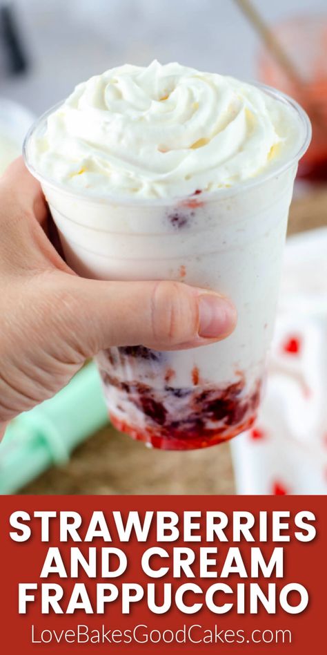 Cream Frappuccino Recipe, Coffee Concoctions, Good Cakes, Frozen Drink Recipes, Recipe Smoothie, Frappe Recipe, Frappuccino Recipe, Strawberry Drinks, Drink Recipes Nonalcoholic