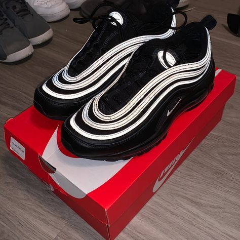 Nike’s Men’s Air Max 97 Shoes Black Size 9.5 Brand New Never Worn Message Me Privately For Details On Free Shipping 97 Shoes, Nike Air Max 97 Black, Tenis Nike, Shoes Nike Air, Nike Air Max 97, Terry Cloth, Shoes Black, Black Nikes, Air Max