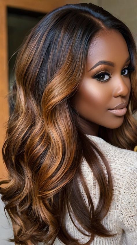 Gorgeous Cinnamon Brown Twists for Fall Hair Colors Dark Skin Brown 💁🏾‍♀️ Fall Hair Colors For Brown Skin, Deep Part Hairstyles, Cinnamon Hair Color On Black Women, Brown Twists, Brown Faux Locs, Hair Colors For Dark Skin, Fall Hair Colors Dark, Espresso Hair, Hair Colors Dark