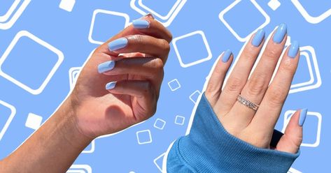 A subtle blue hue. Blueberry Milk Nails, Milk Nails, Blueberry Milk, Summer Manicure, Sofia Richie, Nail Length, Some Times, Chrome Nails, Rimmel