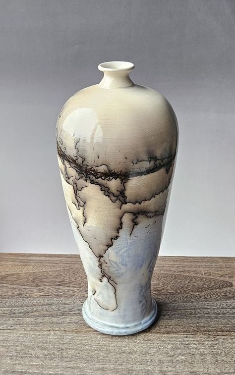 Raku artists | Raku Horsehair vase. | Facebook Raku Firing Pottery, Raku Firing, Advanced Ceramics, Raku Pottery, Horse Hair, Clay Projects, Vase, Sculpture, Ceramics