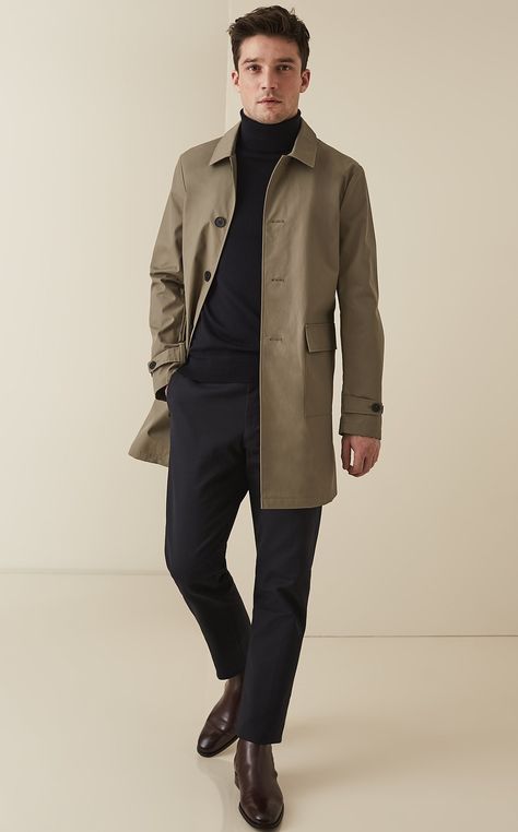 Men's Trench Coat Outfit, Trench Coat Street Style Men, Mens Trench Coat Outfit, Mens Short Trench Coat, Coated Jeans Outfit, Trench Coat Street Style, Reiss Coat, Mens Trench Coat, Coat Outfit Casual