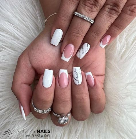 Ａｄａｎａｉｌｓ on Instagram: "Victoria Vynn Creamy Hybrid No.001 Victoria Vynn Salon Build gel No.11😍 @20luckynails #hirdetes #nails #nailstyle #nailstagram #nailsofinstagram #nailsoftheday #nailsdesign #nailmemes #naildesign #nails2inspire #nailfashion #nailtech #nailaddict #naillife #nailpolish #nailsdid #nailsdone #nailartlove #nailitdaily #naillife #nailworld #naildecoration #whitenails #frenchnails #marblenails" Elegant White Nails, White Nails Design, Nail Memes, Gel Manicure Colors, White French Nails, Marble Nail Designs, Marble Nail, French Nail Art, Pretty Nail Designs