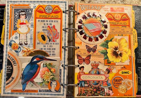 Maximalist Journaling, Junk Journal Art, Maximalist Scrapbook, Vintage Junk Journal Ideas, Glue Books, Smash Journal, Collage Book, Paper Collage Art, Glue Book