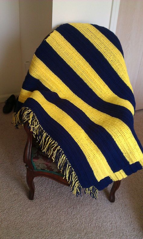 University of Michigan Afghan Michigan Blanket, School Crochet, Donation Ideas, Michigan Rocks, Crocheting Patterns, Yellow Crochet, Crochet Cozy, Crochet Afghans, Afghan Pattern