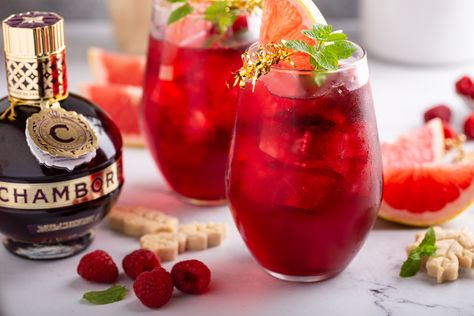 Recipe: Raspberry Bourbon Sangria Bourbon Sangria, Chambord Cocktails, Pineapple Sangria, Raspberry Sangria, Dried Hibiscus Flowers, Mint Sprig, Fine Mesh Strainer, Madagascar Vanilla, Hibiscus Tea