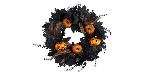 Halloween Wreath for Front Door - 18inch Eucalyptus Wreaths with Pumpkin, Feather and Maple Leaves for Indoor Outdoor Wall Window Porch Patio Garden Farmhouse Home Party Decoration Eucalyptus Wreaths, Black Eucalyptus, Outdoor Halloween Parties, Window Porch, Skull Wreath, Garden Farmhouse, Black Wreath, Farmhouse Front Door, Prom Decor