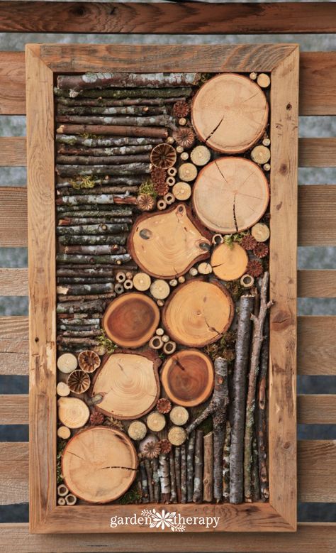 Diy Bug Hotel, Therapy Garden, Four Seasons Art, Garden Therapy, Bug Hotel, Branch Art, Wood Slice Art, Fence Art, Garden Art Sculptures Diy