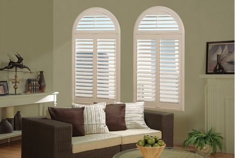 Arched Window Coverings, Arched Window Treatments, California Shutters, Window Shades Blackout, Pleated Blinds, White Shutters, Arch Window, White Blackout Curtains, Blackout Curtains Bedroom