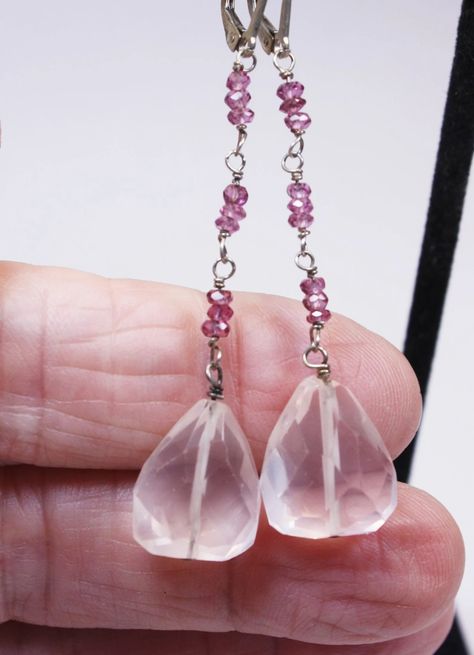 Vintage Sterling Pink Quartz Crystal Earrings, Bridal Drop Dangly Lever Back Earrings Jewelry - Etsy Pink Quartz Crystal, Leverback Earrings, Quartz Earrings, Pink Quartz, Bridal Earrings, Earrings Jewelry, Crystal Earrings, Pale Pink, Quartz Crystal