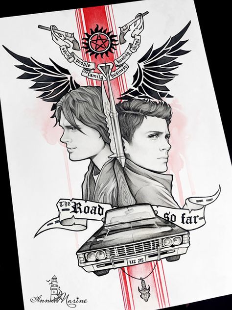 Drawing Design Ideas, Quotes Supernatural, Sam Supernatural, Impala 67, Supernatural Drawings, Supernatural Series, Supernatural Tattoo, Supernatural Fan Art, Jensen Ackles Supernatural